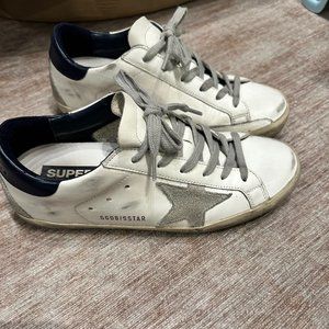 Golden Goose with Suede Star and Blue Heel